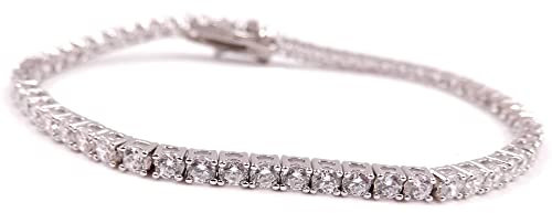 Gioielli Aurum Tennisarmband für Herren und Damen aus 925er-Silber, rhodiniert, mit weißen Zirkonia, 2,5 mm, Metall Zirkonium Sterling-Silber Stein, Zirkonia