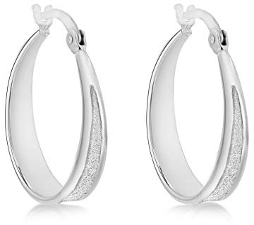 Tuscany Silver Women's Sterling Silver Rhodium Plated 21 mm Stardust Graduated Creole Earrings