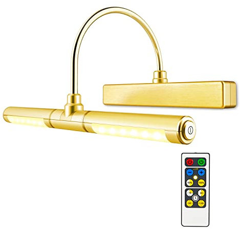 HONWELL Picture Light Remote Control AA Battery Operated Wall Lights with 180 Degree Swing Arm and Brightness Dimmable Display Lamp Timer for Dartboard Painting Portrait Art