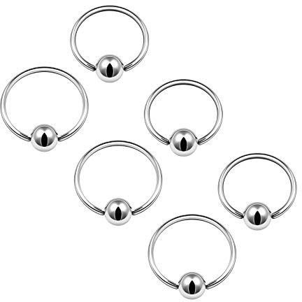 KJM Fashion 6 Stück Metall BCR Captive Ohrringe Piercing Schmuck