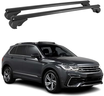 Barres de Toit Transversales Compatible avec VW Tiguan 2016-2023 Aluminium Noir