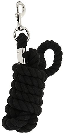 SM SunniMix Premium Pferde Führstrick Führleine mit Karabinerhaken 250 cm aus Baumwolle, Schwarz