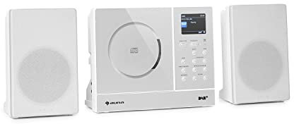 Auna Radio Portatile con Bluetooth e Lettore CD, Radio FM/DAB/DAB+ e Stereo AUX, Display LCD, Telecomando, Streaming Spotify & MP3, Vintage con 2 Casse