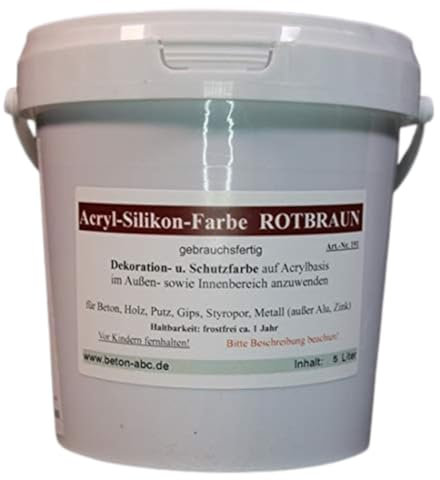 Rotbraun - Betonfarbe Acryl Silikon 5 Liter (14,80 € / 1L)