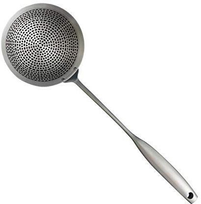 Espumadera Colador Manija resistente Grip de colander Skimmer Spoon Premium Acero inoxidable Skimmer Skimmer Cesta con mango largo fino collantes Coladores de Cocina (Size : Large)