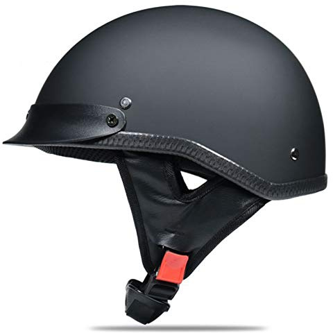 Retrò Mezzo Conchiglia Casco,Casco Da Moto Aperto Caschi A Scodella,DOT Omologato Con Visiera Casco Da Moto Scooter Per Donna Uomo, A,M