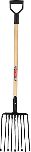 KADAX Kartoffelgabel aus Stahl, Rübengabel mit D-Griff, Forke mit Holzstiel, Harke, Heugabel, Steingabel, Mistgabel, Gabel für Kartoffeln (10 Zinken, Schwarz)