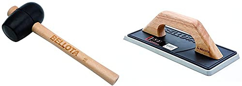 Bellota 8053-500 Maceta Albañil con Cabeza De Goma Negra + 5898 A Llana De Albañil para Alicatado De Goma Blanda