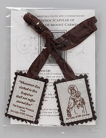 Cross My Heart Ltd brun scapular ull Our Lady of Mount Carmel