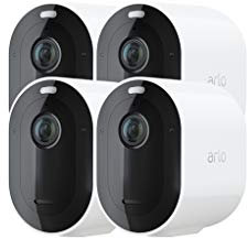 Arlo Pro 4 Security Camera Outdoor, 2K HDR, Wireless CCTV, 6-Month Battery, Colour Night Vision, 2-Way Audio, Built-in Siren, No Hub Needed, 4 Cam Kit, Free Trial of Arlo Secure Plan, White