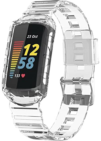 FONREST Compatible with Fitbit Charge 5/4/3 TPU Case and Band, Ultralight Washable Shockproof Sleek Armour Protective Cover with Watch Strap for Charge 3SE/4SE