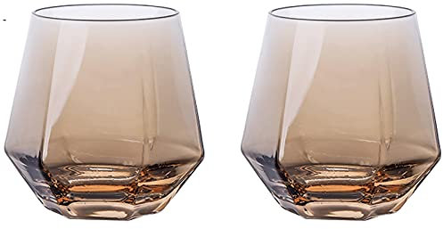 caihuashopping Wassergläser Bunte Glasschale 2-teiliges Set 10 Unzen Lead-Free-Glas geeignet für Whiskyglas Kaffee-Getränke-Tasse inländisches Mischgetränk-Set Trinkglas (Color : Gray)