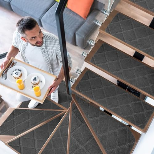 YISUN 15 PCS Stair Carpet Mats, Non-Slip Carpet Stair Treads 65 X 20 cm