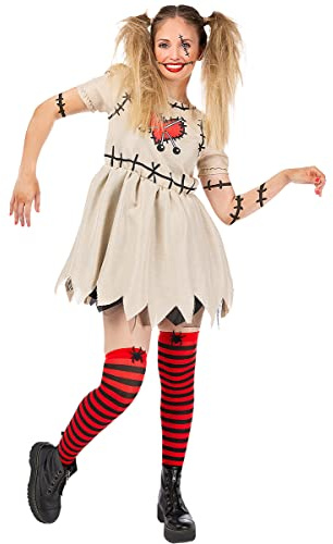 Funidelia | Voodoo-Puppen Kostüm für Damen Horror, Halloween, Puppe, Marionette & Kasper, Kulturen & Traditionen - Kostüm für Erwachsene & Verkleidung für Partys, Karneval & Halloween - Weiß