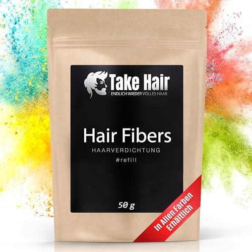 Take Hair Streuhaar Nachfüllbeutel 50g I Hält bei Regen und Wind I Für Männer und Frauen I Schütthaar zur Haarverdichtung I Hair Fibers Haarpuder Haarpulver Haarausfall (Streuhaar Dunkelbraun)