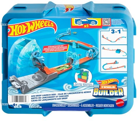 HOT WHEELS Track Builder Freier Fall Starterbox - Wind- und Schwerkraft-Set, modulare Aufbewahrungsbox, Fallrampe, Flipper, für Kinder ab 4 Jahren, HNJ67