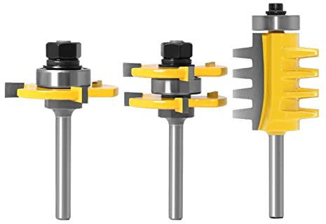 DOUZLE 1 Stück Fingergelenk-Fräser + Sperrholz-Nut- und Feder-Fräser-Set, 6 mm 6,35 mm Schaft-Zunge-Nut-T-Nut-Fräser for Holz-Holzbearbeitungs-Schneidwerkzeuge (Size : 3PCS 6mm Shank)