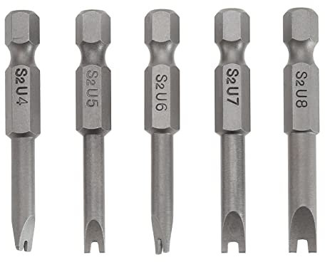 YINETTECH Lot de 5pcs Embouts de Tournevis Magnétiques en Forme de U U4 U5 U6 U7 U8 Accessoires de Foret pour Tournevis Électriques Tournevis Manuels Perceuses Électriques