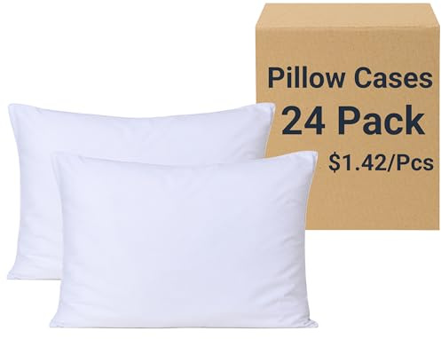 ZPECC White Pillow Cases Bulk 24 Pack - Standard Pillowcases with Envelope Closure, Soft Brushed Microfiber Pillow Cover for Hotel Airb&bs Hospital Bedding Essential