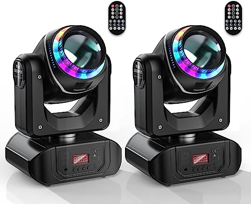 100W Moving Head LED mit Fernbedienung 18 Prismen/10 Muster Bühnenlicht Strahleffekt Hohe Helligkeit Leistungsstarker Scheinwerfer Partylicht für Disco Live Show Bar Bühnentechnik 2pcs