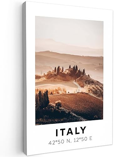 MuchoWow© Leinwand Groß XXL Deko Schlafzimmer Aesthetic Leinwandbilder | 80x120 cm - Wohnzimmer Gemälde Foto Geschenk Living Room Decoration Italien - Toskana - Bäume