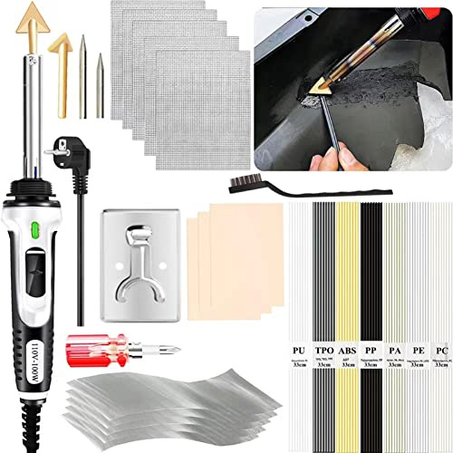 Set di saldatura in plastica da 100 W, saldatrice in plastica 2 in 1 e pistola per saldatore, pistola per saldatore a 3 marce, per stazione di riparazione kayak paraurti,