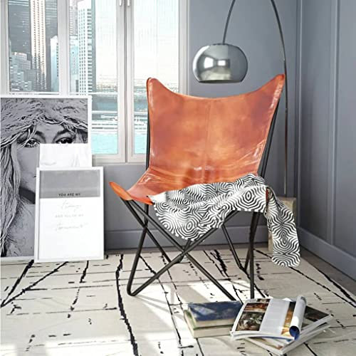 DYRJDJWIDHW Lounge Sessel,XXL sitzsack,schaukelstuhl,Butterfly-Sessel Braun Echtlederrelaxsessel,lesesessel,Sessel,stillsessel,