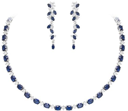 EVER FAITH Zirkonia Schmuck Set elegant oval geformt Geburtsstein Hochzeit Party Halskette baumeln Ohrringe Geschenk für Damen Mutter
