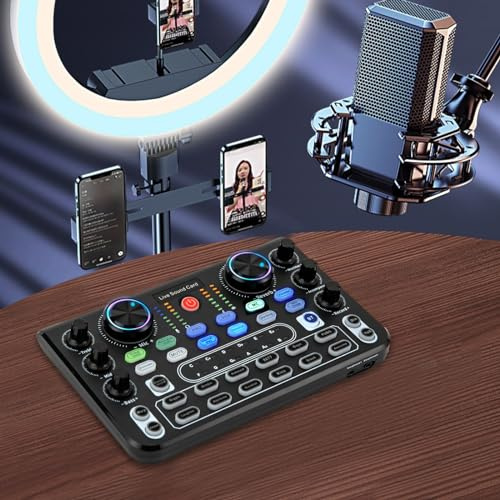 Carte Son en Direct, Carte Son Externe pour la Console, Enregistrement en Direct et Contrôle Audio interactif pour téléphone et Ordinateur 23 * 13.1 * 4.9cm Noir