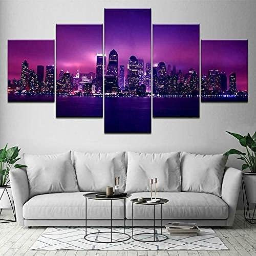 Bild Auf Leinwand - Leinwandbild - Panoramische Skyline Von New York City (Xxl/Ohne Rahmen 200 X 100 Cm) - Wand Bild - Wanddeko - Leinwanddruck - Bilder - Kunstdruck - Wanddekoration - Lei -6T1U-O5U