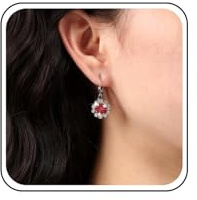 Cimenexe Böhmischen Kristall Blume Baumeln Ohrringe Roten Rubin Kreis Tropfen Ohrringe Kleine Cz Gepflastert Kreis Ohrringe Gold Strass Blume Ohrringe Schmuck Für Frauen Und Mädchen Geschenke