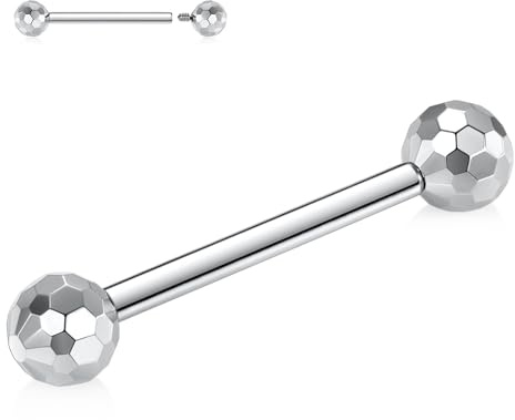 AROWRO Titan Nippel Brücke Zunge Piercing Schmuck mit Innengewinde Nippel Zunge Ringe 14G Nippel Schmuck Silber Nippel Barbell 12mm Nippel Bars für Frauen
