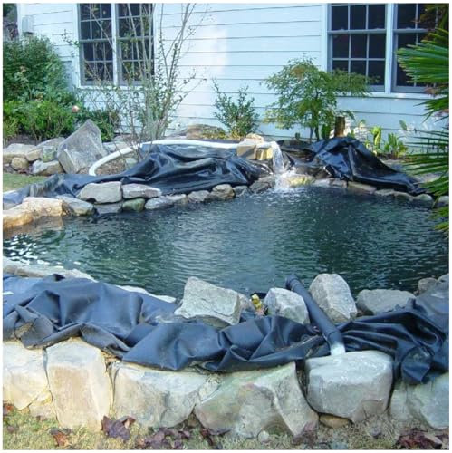MJHETCY Undurchlässige Folie HDPE Schwarz Teichfolien Kunststoff Abdeckplane, Springbrunnen Auskleidung Für Teich Wasserfall Und Wasserspiele Teichfolie Landschaftsbau(Size:5x10M(16x33ft))