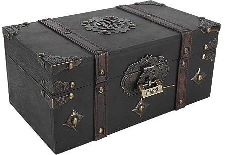 LetCart Schatztruhe Aufbewahrungsbox Retro Holz Aufbewahrungsbox Vintage Schatztruhe Box Multifunktionale Dekobox für Schmuck und Urkunden 30x20x15cm Braun