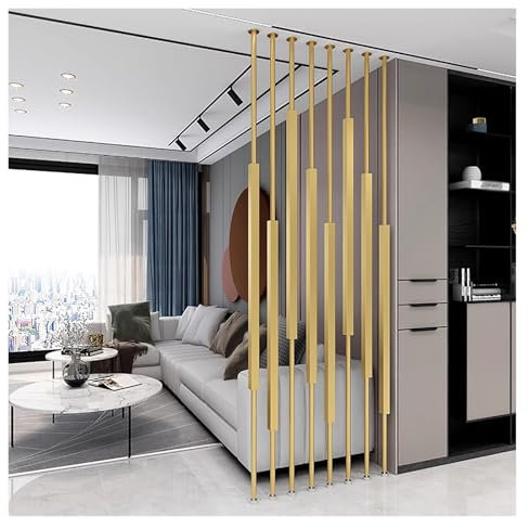 YLLFFLL Decor Modern Room Divider Post Floor to Ceiling Gold, 4 5 6 7 8 9 Ft Tall Partition Wall Dividers Room Separator Column, Living Room Office Dinning Room Studio(Style1,140cm/55.1in/4.6ft)