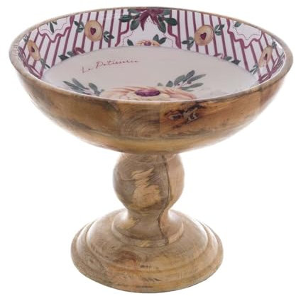 Blanc Mariclò Ciotola con piedistallo per dolci, cupcake in legno La Patisserie, Shabby Chic D30xH25 cm
