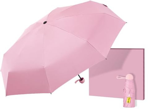 CvbGNJm Parapluie portable, parapluie, parasol de plage, parapluies pliants, parapluie pliant coupe-vent 8 côtes, parapluie - petit - compact, léger, solide, mini, pliable et portable(Pink)
