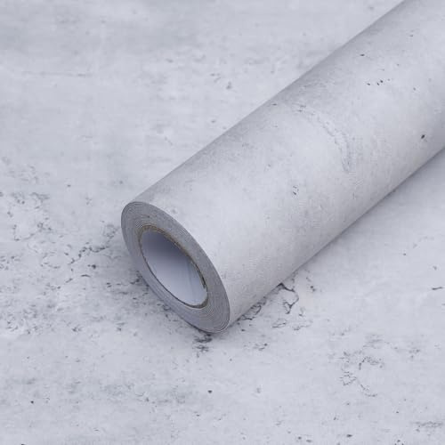 Grau Tapete Selbstklebende Hellgrau Selbstklebend Betonoptik Graue Betonzement Tapeten Abziehen 3d Beton Klebetapete Möbelaufkleber Vinyl Folie Matt Klebefolie Wandfolie für Badezimmer 40CM×3M