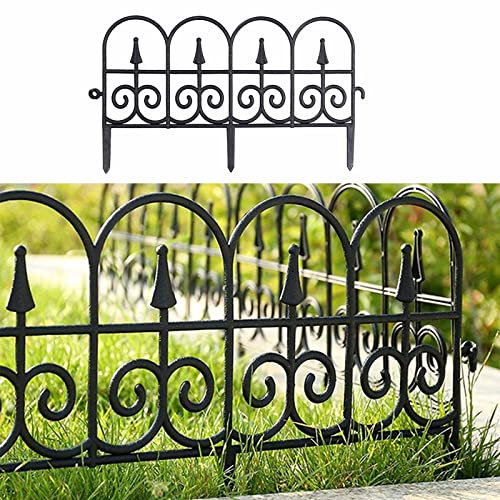 Bordure de jardin en PVC pour décoration de cour, jardin, 61 cm de hauteur, barrière animale avec plissage extérieur facile (noir, 1 pièce)