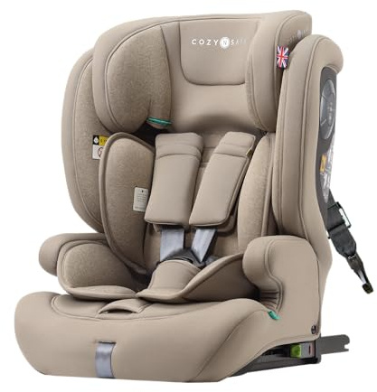 Cozy N Safe Hudson i-Size Silla de auto (76-150cm) | aprox. 15 meses - 12 años | ISOFIX y Top-Tether | Espuma viscoelástica lavable | Certificado ECE R129 |Gris