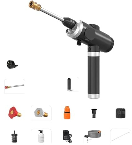Idropulitrice senza fili, idropulitrice portatile senza spazzole con 6 modelli di ugelli, batteria ricaricabile, idropulitrice
