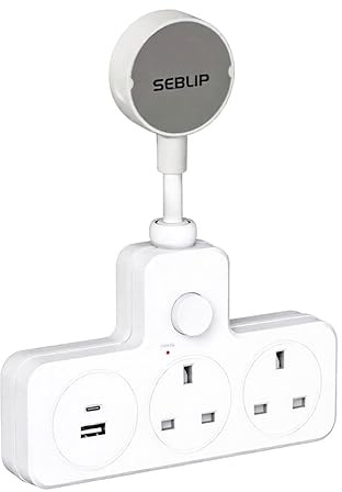 Plug Extension Socket with USB, Flat Double Plug Adapter, 13A