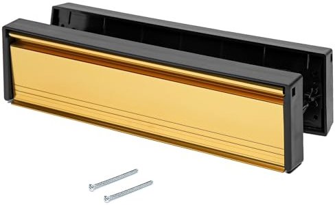 ZAVIA Door Letter Box 12'' with Metal Flap | Draught Proof Letterbox Plates for 20-40mm Thick Doors | Postal Letterplate with Draught Excluder for UPVC Midrail & Composite Doors