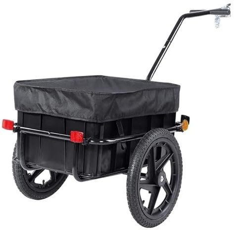 2 in 1 Fahrrad Cargo Anhänger, Cabrio Trolley mit Abnehmbarer Box und Schutzhülle, Einfache Transportlösung für Radabenteuer