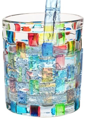 Juego de copas de licor, copas de vino de 9 onzas, vasos coloridos de 3.4 x 3.15 pulgadas, material de vidrio auténtico, diseño elegante y vibrante para cumpleaños, bares, vacaciones, bodas, reuniones