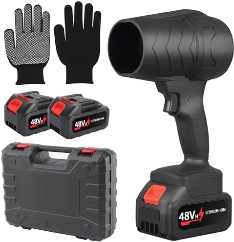 Rouzin Akku-Laubbläser mit 2 * 3000mAh Akkus, Handlich Elektrische Laubbläser für Auto, 18000RPM, Kabelloser Mini Akku Gebläse, Turbo Jet Gebläse zum Reinigen von Laub, Schnee, Staub