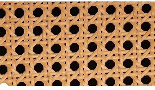 Ratan Rollo Mimbre, Rollo Ratan Tejido de mimbre con rejilla de vinilo de color primario café amarillo, rollo de ratán, material for decoración de muebles, gabinetes y sillas(Brown,55x55cm)