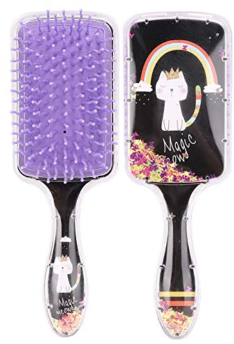TARSHYRY Cartoon Hair Comb Straight Curly Air Cushion Hairstyling Comb Hair Massage Brush Whale Panda Hose Cat for Daily Hair Care (Black Cat)