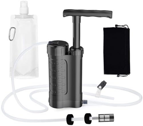 Wzxksoac Filtro de Agua Personal de Emergencia para Exteriores, de Filtrado de 4 Etapas, Purificador de Agua Portátil, Filtro de Agua de Supervivencia para Emergencias, B