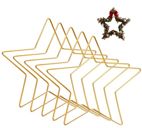 Wozzies Metallringe zum Basteln, 5 Stück Gold Stern Metallring 20 cm, Dekoringe zum Hinhängen für Traumfänger, Wanddeko, Hochzeit und Floristik DIY